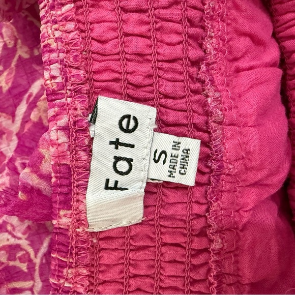 Fate Women’s Paisley Print V-Neck Chic Pink Ruffle Dress Sz Small Whimsical - Picture 6 of 10